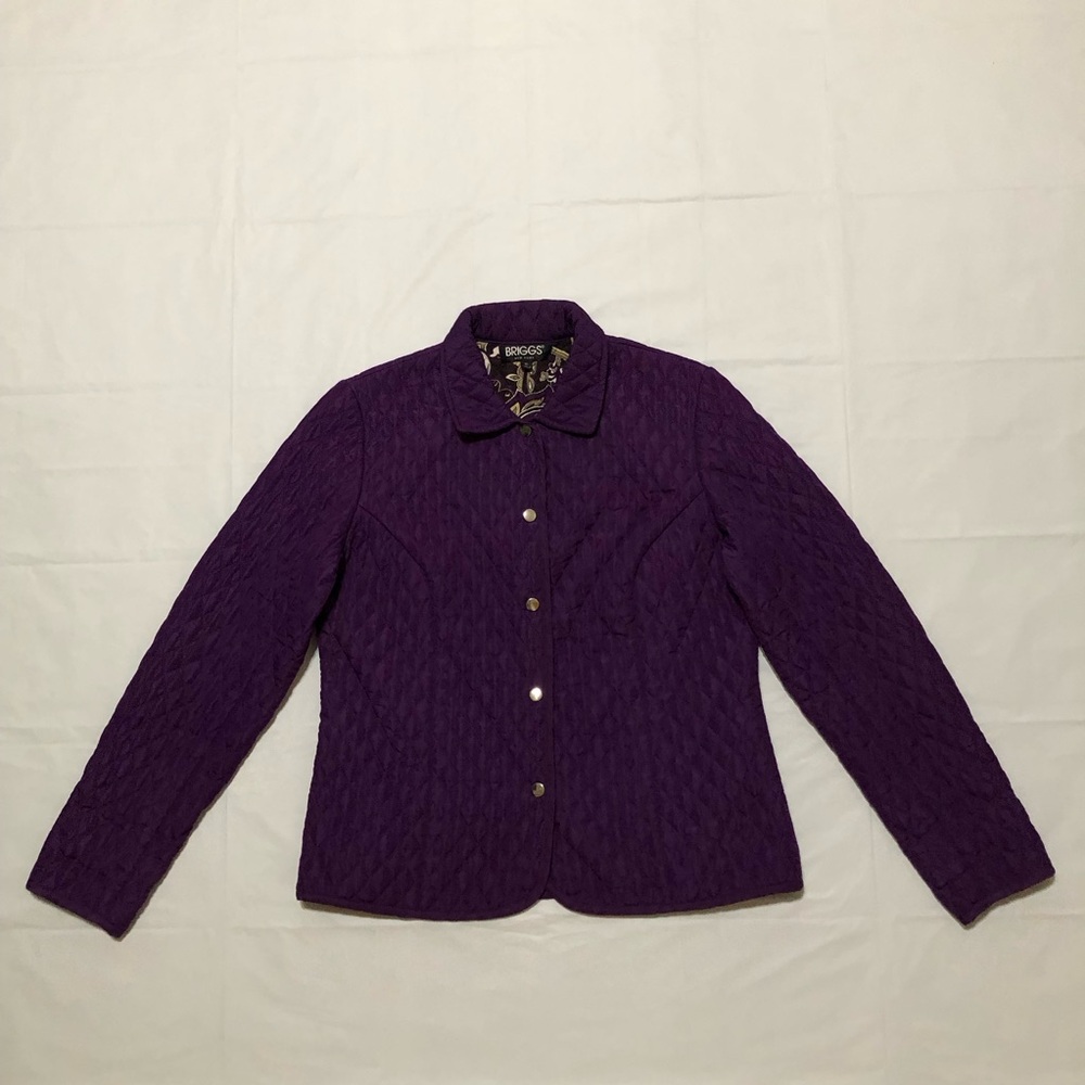 Briggs New York Women’s Long Sleeve Collared Button Front Purple Jacket size 10